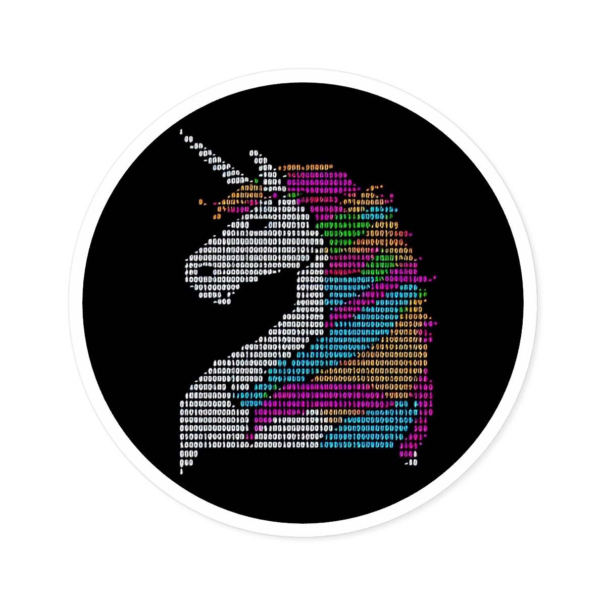 Binary Unicorn With colors Siickers