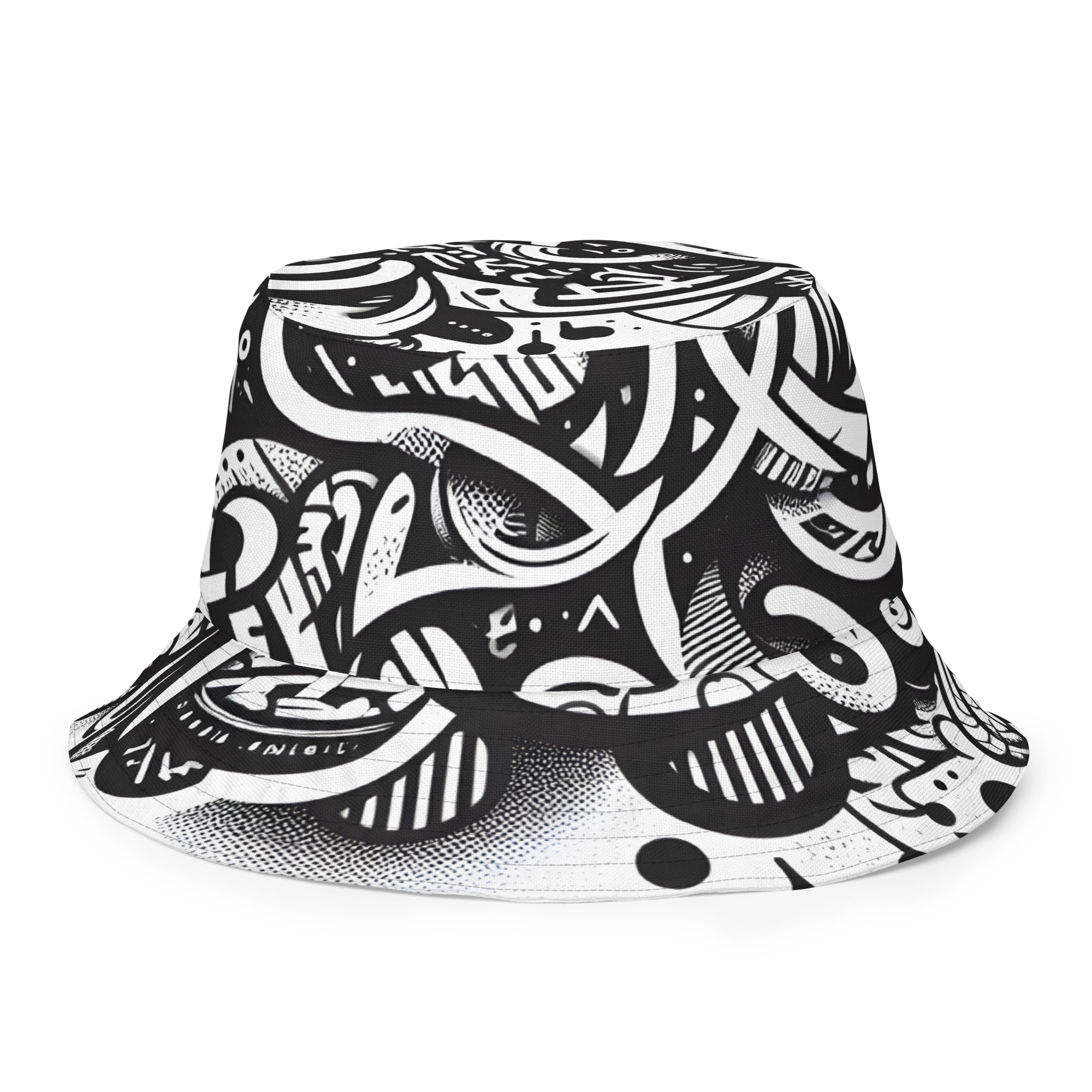 B & W pattern Reversible bucket hat